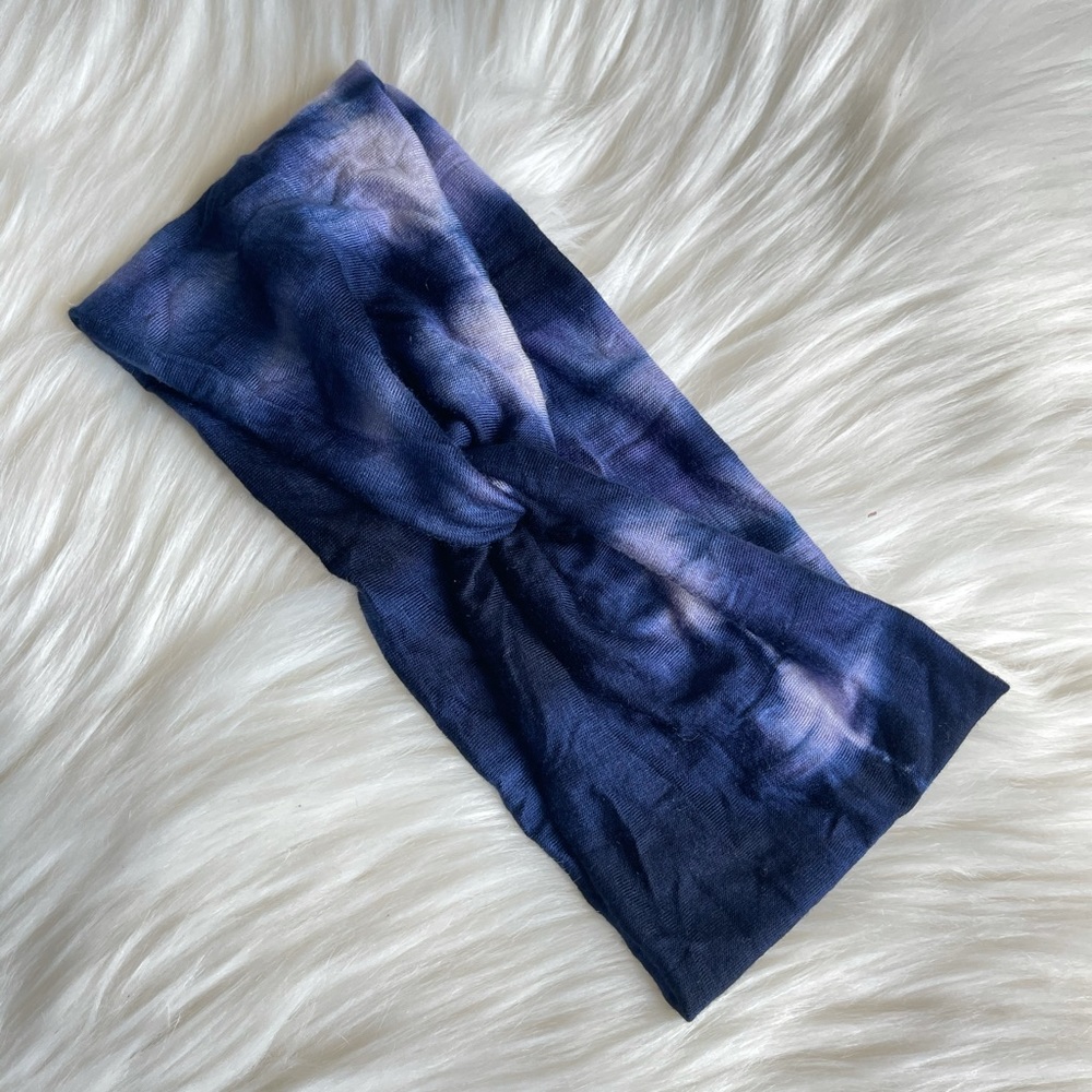 Blue Tie Dye Jersey Knit Turban Headband